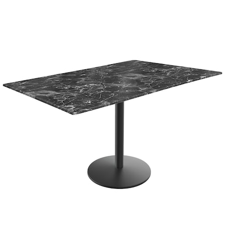 Holland Bar Stool Co 30 Tall OD214 Black Table Base w22 Diameter foot and 32x48 Black Marble Top, IndoorOutdoor OD214-2230BWODS3248BM